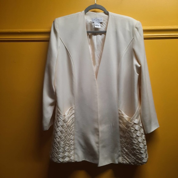 Vtg 90's Ann French custom Ivory 3 piece lined skirt, top and suit blazer - Picture 1 of 8